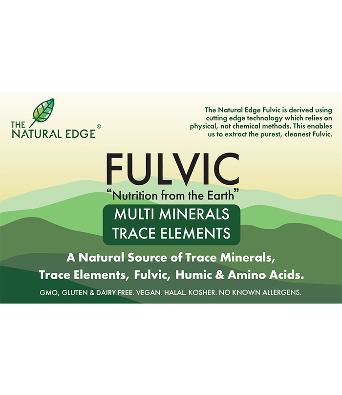 Front label of Fulvic Multi Minerals Trace Elements capsules box